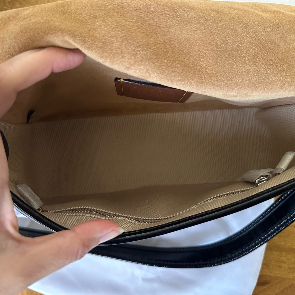 NWT - Coach Soft Tabby Shoulder Bag - Black Glazed Leather SHW - Picture 8 of 12